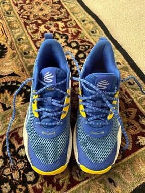 Under Armour Blue and Yellow Kids Sneakers